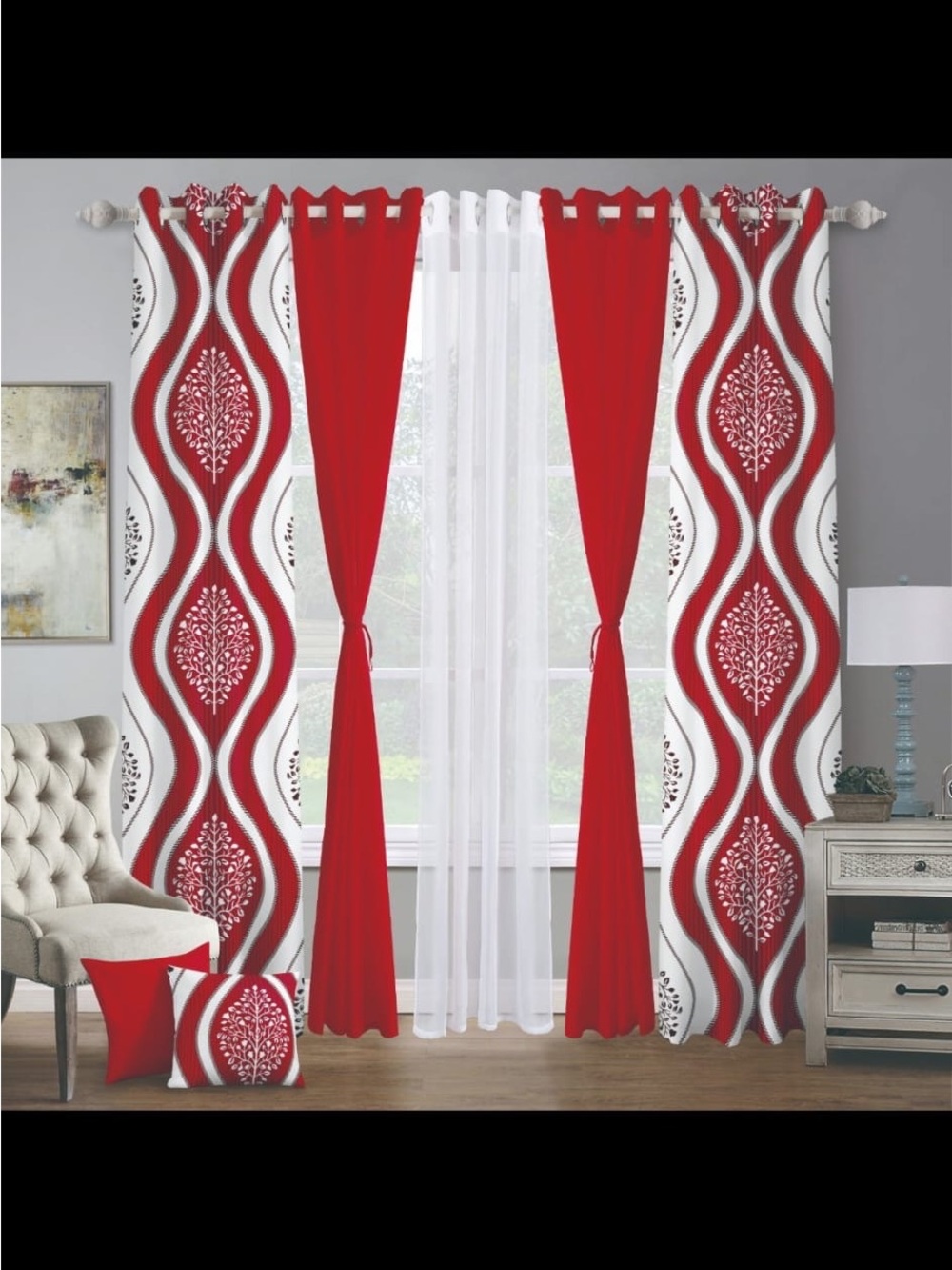 Pink Decorative Window Curtain Panel Set by - Picture 2 of 4
